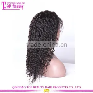 Wholesale Qingdao Factory Price 20 Inch Raw Unprocessed Virgin Peruvian Hair Lace Wig Curly Human Hair Topper Wig thumbnail-4
