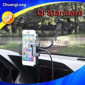 360 Degree Rotatable Gooseneck Windshield Car Holder Wireless Charger for 3.5-5.8 Inch Smart Phone thumbnail-1
