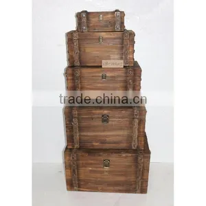 Wooden Storage Boxes Set of 5 thumbnail-1