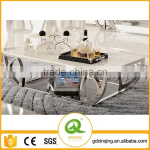 C380 China Living Room Center Table Stainless Steel Stone Sofa Table thumbnail-1