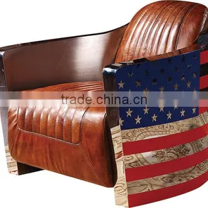 America Style High End Vintage Retro Style Genuine Leather Sofa S106# thumbnail-3