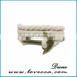 Customized Braided Leather Stainless Steel Hook Anchor Bracelet thumbnail-5