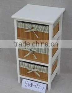 White Wooden Storage Cabinet and Wicker Drawers thumbnail-1