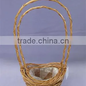 Honey Color Willow Flower Basket With Handle thumbnail-1