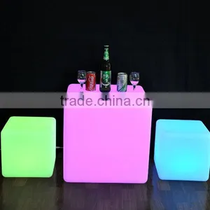LED Cube Stool, Bar Stool Footrest Covers Plastic Cube thumbnail-1