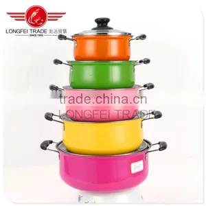 Best Selling Colorful16-24cm Stainless Steel Kitchen Use Cookware With Glass Cover/ Cooking Pot/ Cassrole thumbnail-1