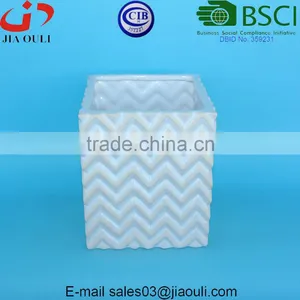 New Design Whitewash and Glazed Ceramic Planters Square Flower Pots thumbnail-4