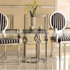 FS818 Modern Contemporary Neoclassic Silver Metal Leisure Chair Bar Pub Salon Club Barbershop Hotel Room Chair thumbnail-1