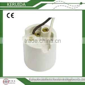 CE RoHS Certificated E26 E27 Glazed Ceramic Lampholder With Cable thumbnail-1