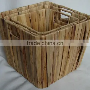 Square Natural Color Water- Hyacinth Basket thumbnail-1