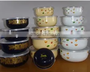 Enamel Storage Bowl Mixing Bowl Salad Bowl Food Container Enamel Bowl With PP Lid thumbnail-5