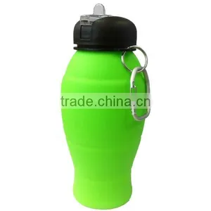 Hot Selling Silicone Traveling Metal Hook Collapsible Water Bottle thumbnail-3