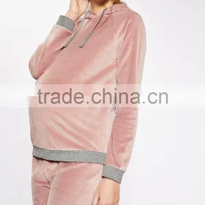 Maternity Wholesale Velour Hoodie Oversized Sweatshirts Pullover Hoodies Without Pocket Custom Made thumbnail-3