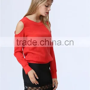 Round Neck Cutout Shoulders Design Accept Small Order Quantity Factory Price Fashion Casual Women Tops/Blouse thumbnail-3