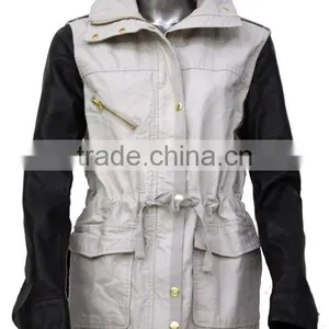 ALIKE Lady Jacket Spring Jacket Cotton Jacket With pu Sleeve thumbnail-1