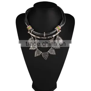 Europe and the United States the Original Single Necklace Vintage Brief Collarbone Geometric Pattern Sweater Chain Tassel thumbnail-2