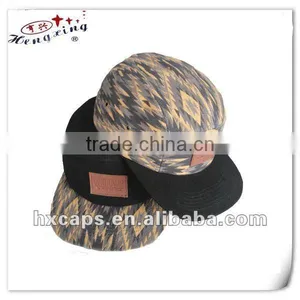 Custom Printed Flat Brim 5 Panel Hat Aztec Print Hat thumbnail-1