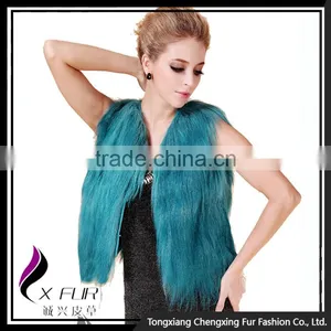 CX-G-B-199B Long Hair 2016 New Genuine Goat Fur Vest thumbnail-2
