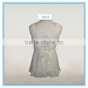 Summer Ladies White Lace Cotton Vest Maternity Clothing With Back Tie thumbnail-3