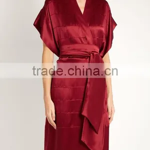 Customize Ladies Luxury Silk Robe, Short Sleeve Dressing Gown, Wrapped Robe, Wedding Robe, Special Bridemaids Robe thumbnail-1