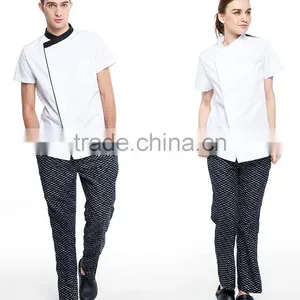 Juqian Traditional Fit White Short Sleeve Chef Coat Uniform/Knotted Cloth Buttons 100% Cotton Cook Uniform thumbnail-2