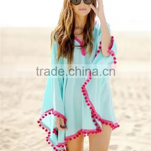 Walson 2016 New Style Summer Plus Size Tassel Beach Cover Up V Neck Casual Dress thumbnail-2