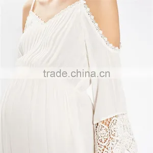 Summer Chic Lace Hemmed Hot Selling Cold Shoulder Dresses for Pregnant Women thumbnail-2