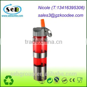 Ice Sticker Plastic Sport Water Bottle, Flip Straw Lid thumbnail-1