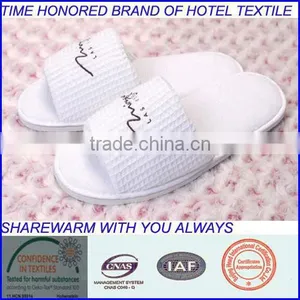 Open Toe White Waffle Slippers thumbnail-1