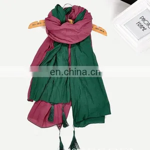 Cotton Candy Color Tassels Scarf Cotton Fringe Solid Scarves Female Fashion Accesseries thumbnail-4