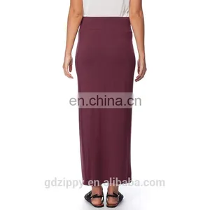 Wine Color Fashion Cotton Long Skirt For Women thumbnail-4