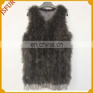 2015 Newest Unique Style Turkey Feather Vest Wholesale Clothing In Turkey Feather thumbnail-3