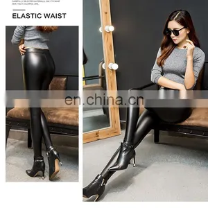 Black PU Leather Slim Tights Women Leggings thumbnail-3