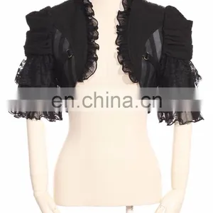 Gothic Steampunk Style Crop Top Jacket With Fluonce Layered Sleeves thumbnail-1