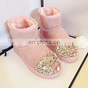 Aidocrystal Handmade Cute Rhinestone Hello Kity Boots Women Comfortable Winter Shoes thumbnail-1