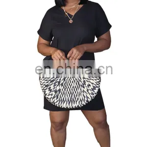 Casual Women Solid Color V-Neck Shorts Sleeve Mini Dress Fashion Bodycon Dresses With Pockets For Three Colors Fitness Home Wear thumbnail-4