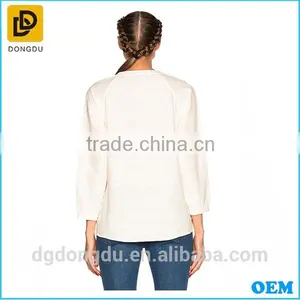 European Style Women Casual White Blouse Low Price Cotton Blouse for Ladies thumbnail-4