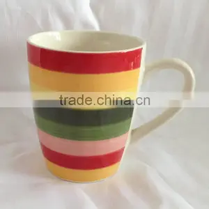 Rainbow Color Band Stoneware Handpainted Dinner Plate thumbnail-2