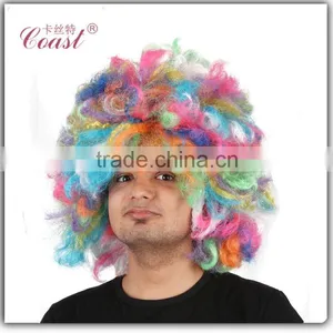Cheap Synthetic Rainbow Kinky Color Big Afro Clown Wig thumbnail-1