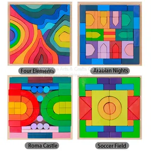 Preschool Colorful Learning Educational Toys - Geometry Wooden Blocks for Boys & Girls thumbnail-5