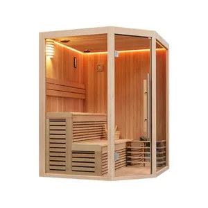 Modern 2 Person Wet Steam Sauna Room Cedar Factory Supply Far Infrared Stove Computer Control Panel Most Popular thumbnail-3