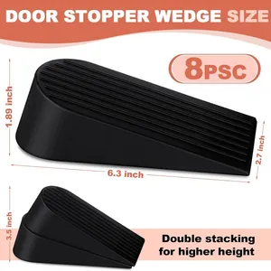 Large Door Stoppers Heavy Duty Rubber Stopper for Bottom of Door Wedge Stopper for Home Office (Black) thumbnail-5