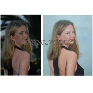 Hand-painted Portrait Oil Painting on Canvas ,Wedding Oil Painting, Family Portrait Oil Painting, Personal Portrait Oil Painting thumbnail-4