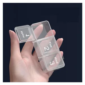 High Quality Portable 7-Day Weekly Pill Organizer 14 Compartments Plastic Pill Box Travel Friendly thumbnail-3