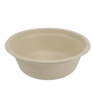 500ml Disposable Bowl, Sugarcane Bagasse Pulp, Compostable & Biodegradable, White thumbnail-3