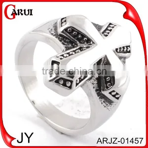 Punk Style Biker Ring Silver Men's Rings With Cross Quality Choice thumbnail-1