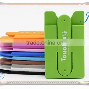 Compatible Silicone Smart Wallet Mobile Phone Credit Card Holder With 3m Sticker Able to Stand thumbnail-2