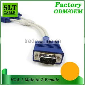SLT DB15 Pin VGA Male to 2 VGA Female Adapter Splitter Y Cable thumbnail-3