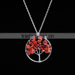 2016 Green Aventurine Natural Stone Tree Of Life Pendant Necklace Accessories for Women SMJ0174 thumbnail-3