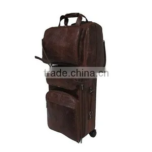 Browm Ostrich Leather Travel Rolling Bag Luggage Bag Carry-On Set thumbnail-5